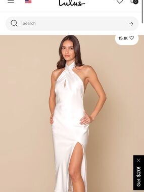 Lulu's Ivory One-Shoulder Satin Midi Dress